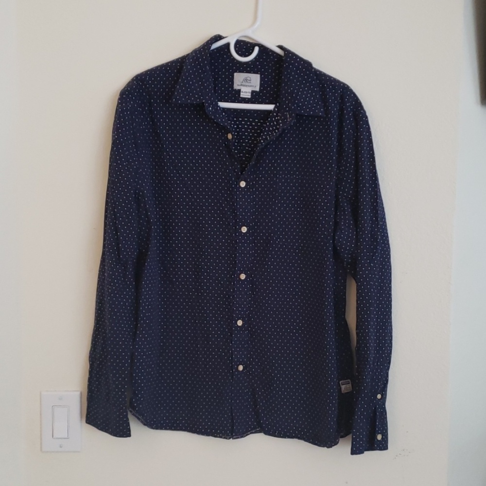 Surfside supply mens navy white dots button up xl